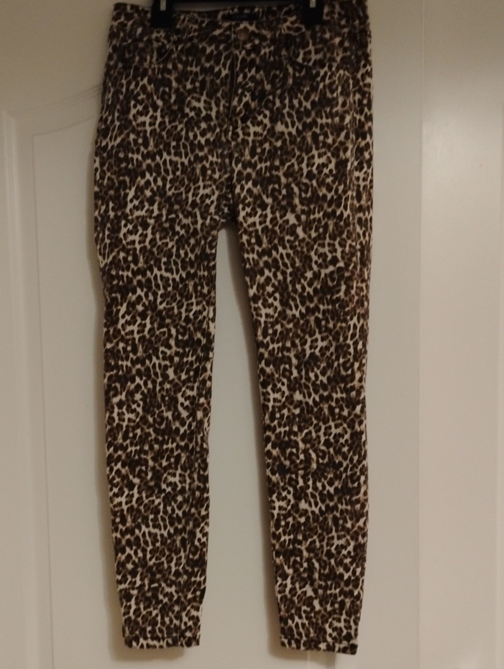 Kaari Blue Leopard-Print Skinny Pants in Brown and White